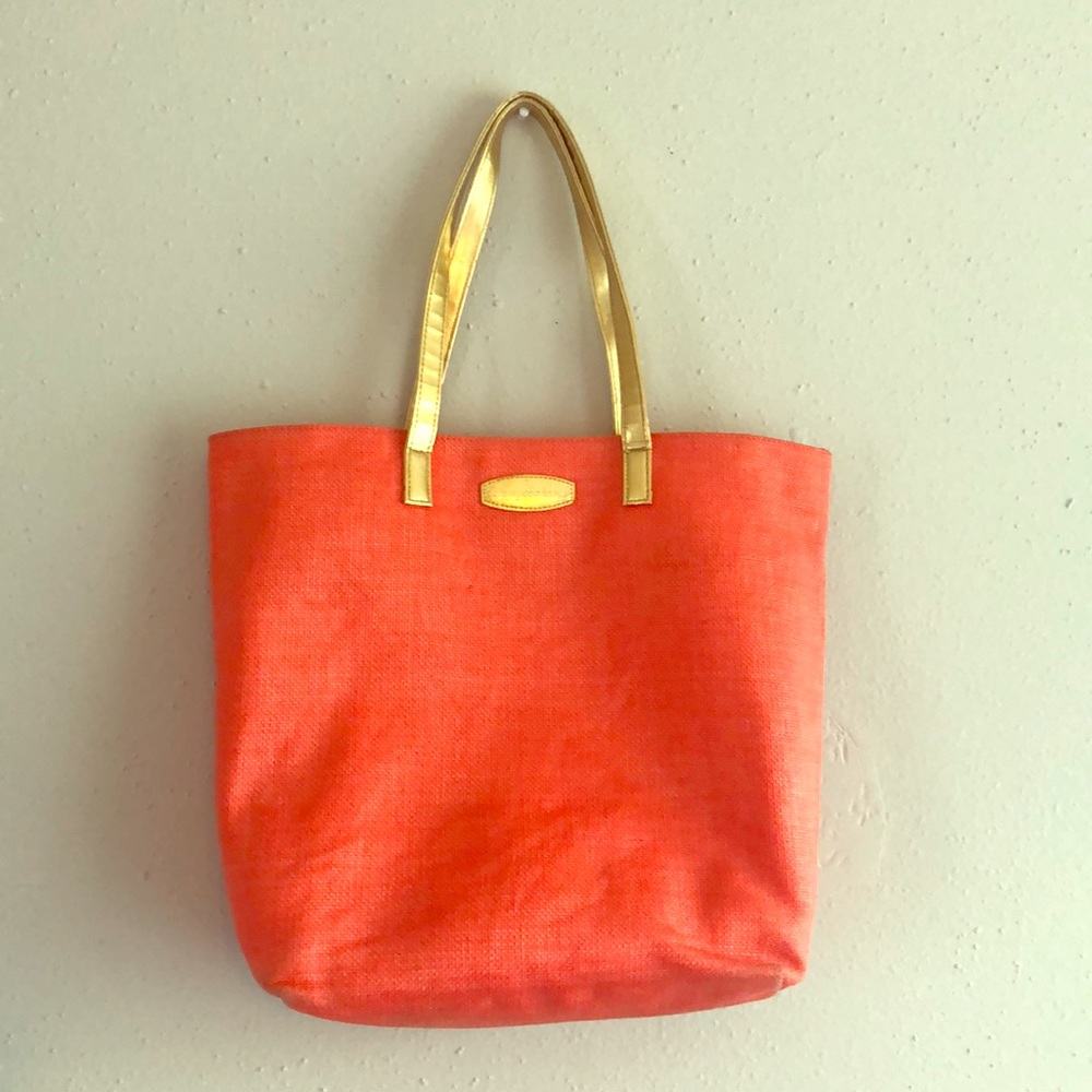 Tom May Bahama peach tote. Medium size